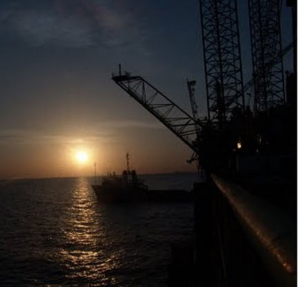 5. Sunset over the Iran rig in Caspian.p